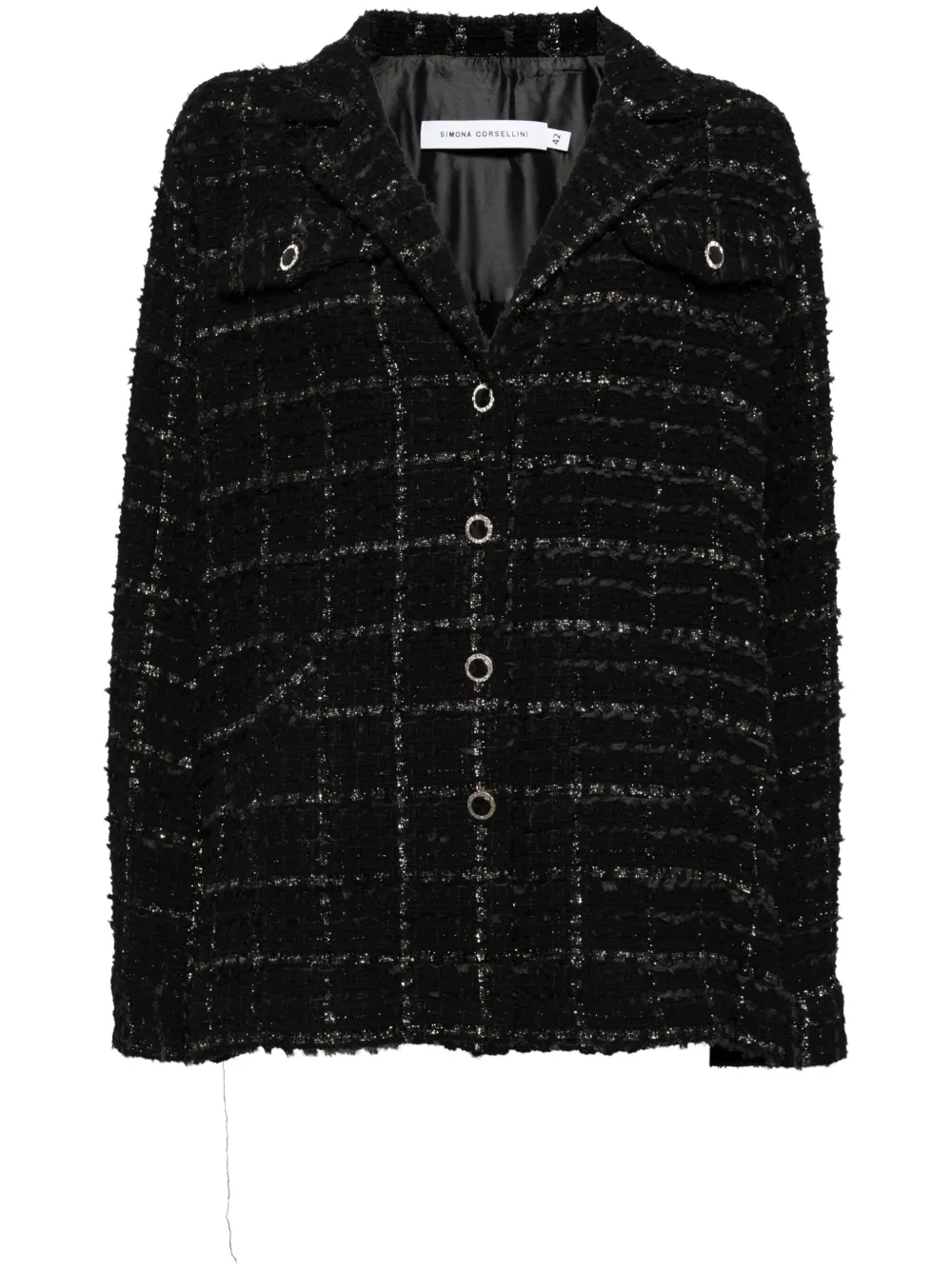 SIMONA CORSELLINI Geruit tweed jack Zwart