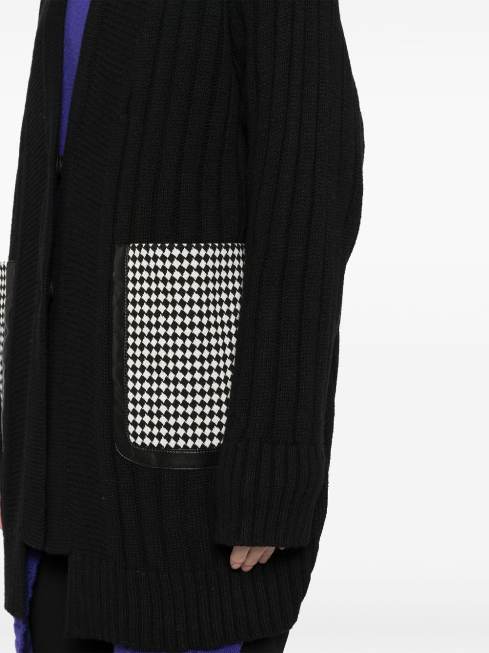 Shop Simona Corsellini Checked-pocket Cardigan In Black