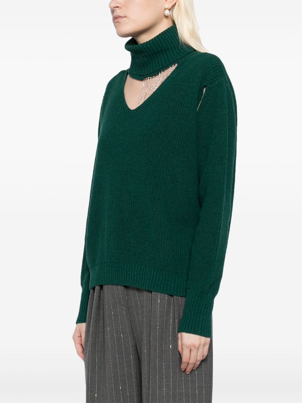 Shop Simona Corsellini Crystal-embellishment Jumper In Green