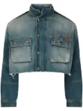 Martine Rose logo-patch denim cropped jacket - Blue