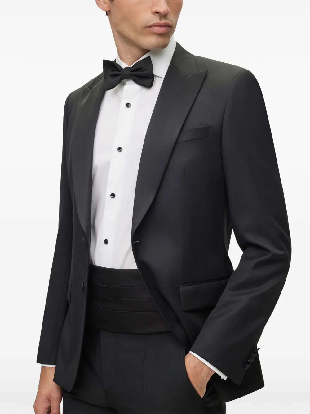 Hugo Boss Peak-lapel Jacket In Black