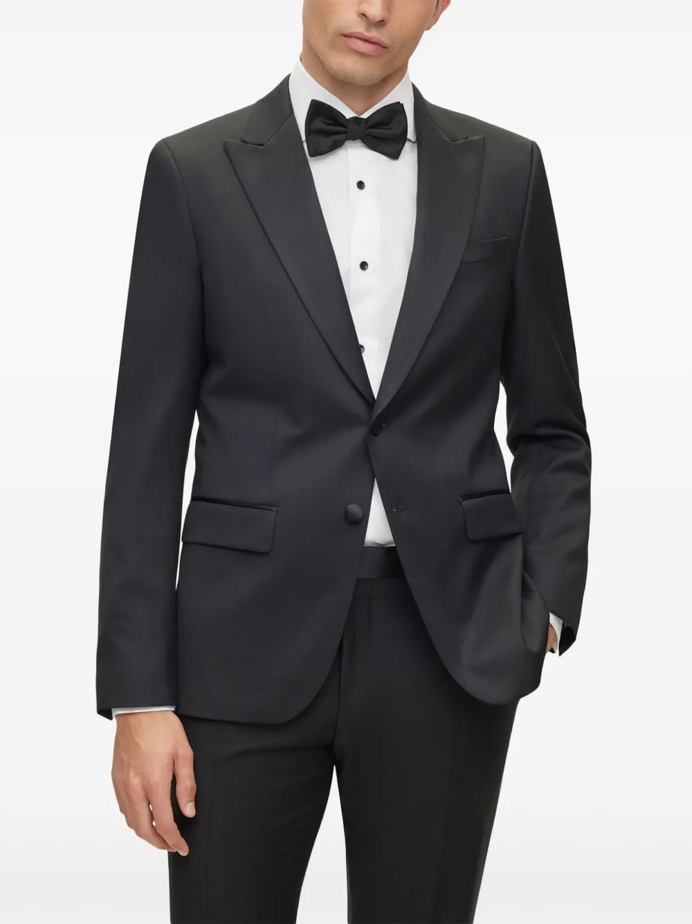 Hugo Boss Peak-lapel Jacket In Black