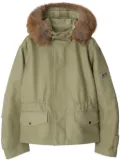 Burberry faux-fur trim cotton parka coat - Green