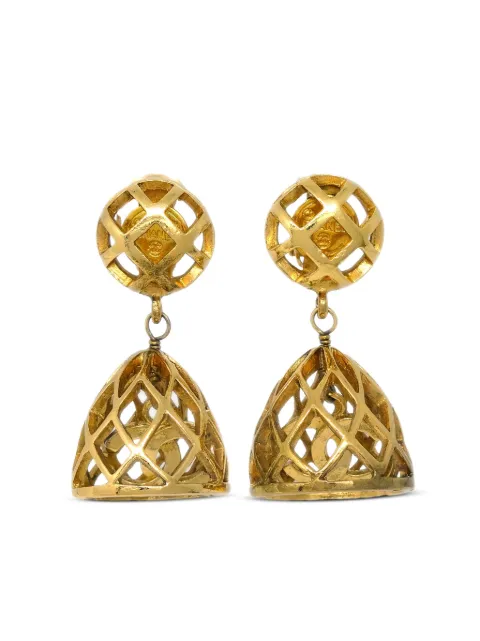 CHANEL Pre-Owned 1990-2000s birdcage clip-on earrings
