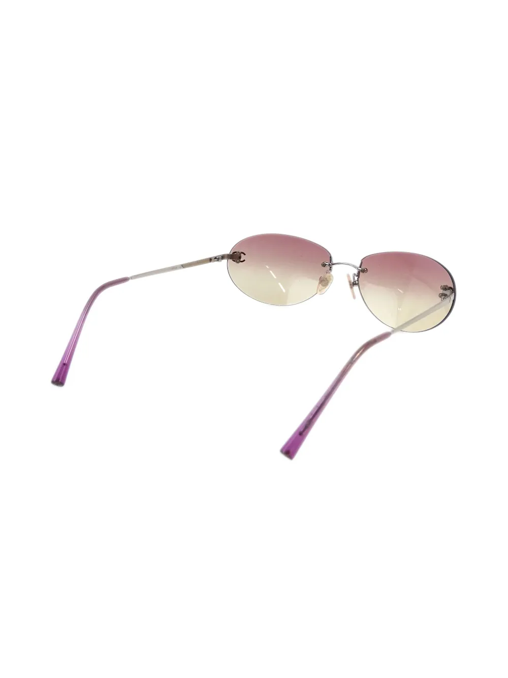 CHANEL Pre-Owned 1990-2000s CC zonnebril met ovaal montuur - Zilver