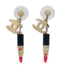 CHANEL Pre-Owned 2004 CC lipstick-pendant earrings - Gold