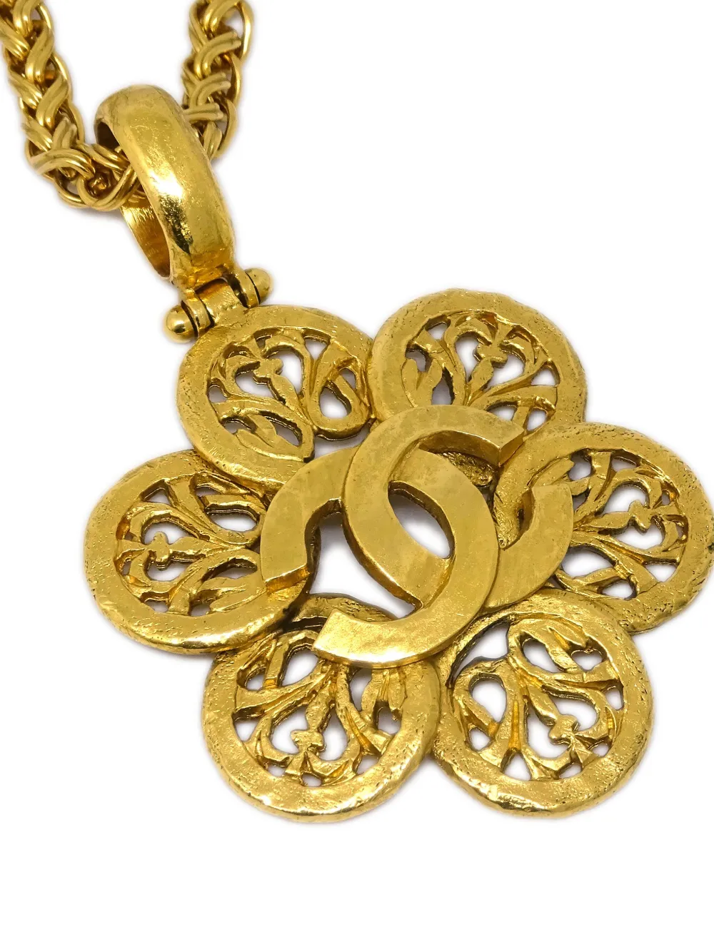 CHANEL Pre-Owned 1995 halsketting met CC-hanger - Goud