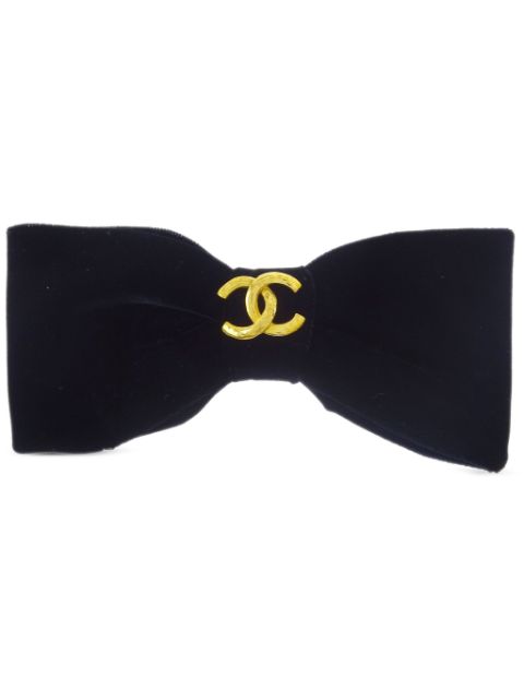 HOT SALE CHANEL 1990-2000s CC bow hair barrette Women