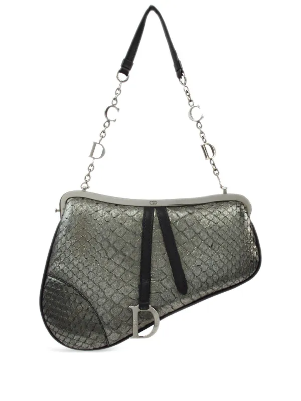 Dior シルバー クロコダイル風ショルダーバッグ Christian Dior Pre-Owned 2003 サドル ショルダーバッグ ミニ