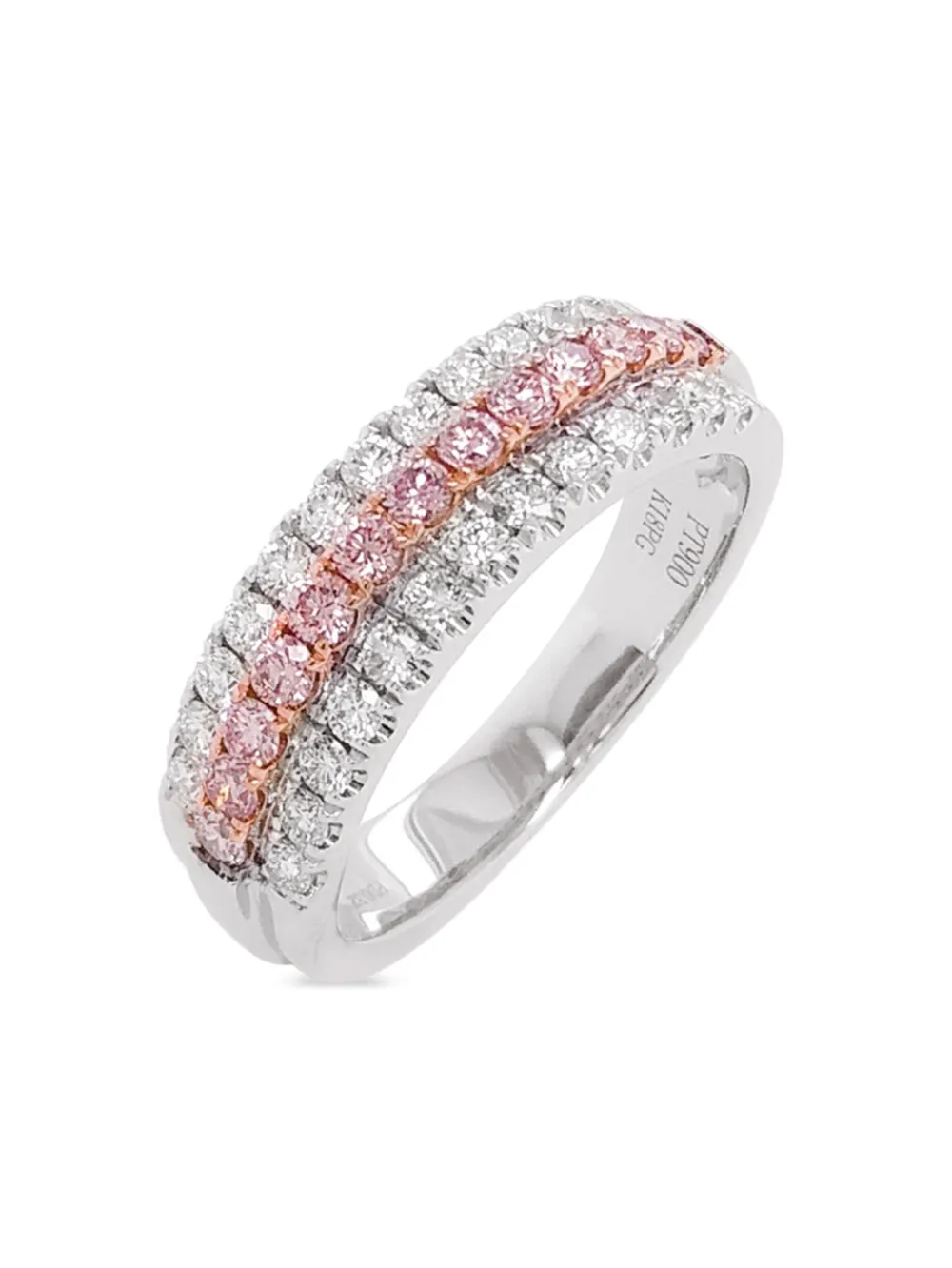 Shop Hyt Jewelry 18k Rose Gold And Platinum Pink Diamond Ring In Silver