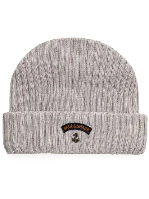 Paul & Shark logo-appliqué beanie hat