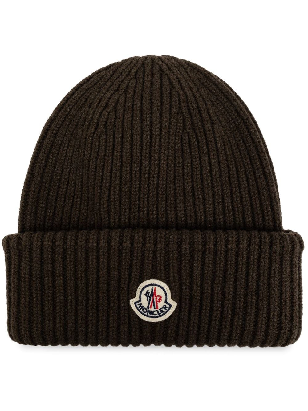 Shop Moncler Logo Patch Beanie In Green