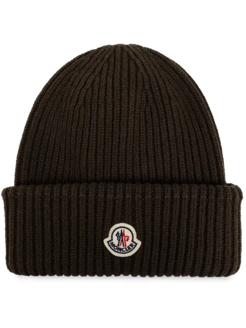 Moncler logo patch beanie 