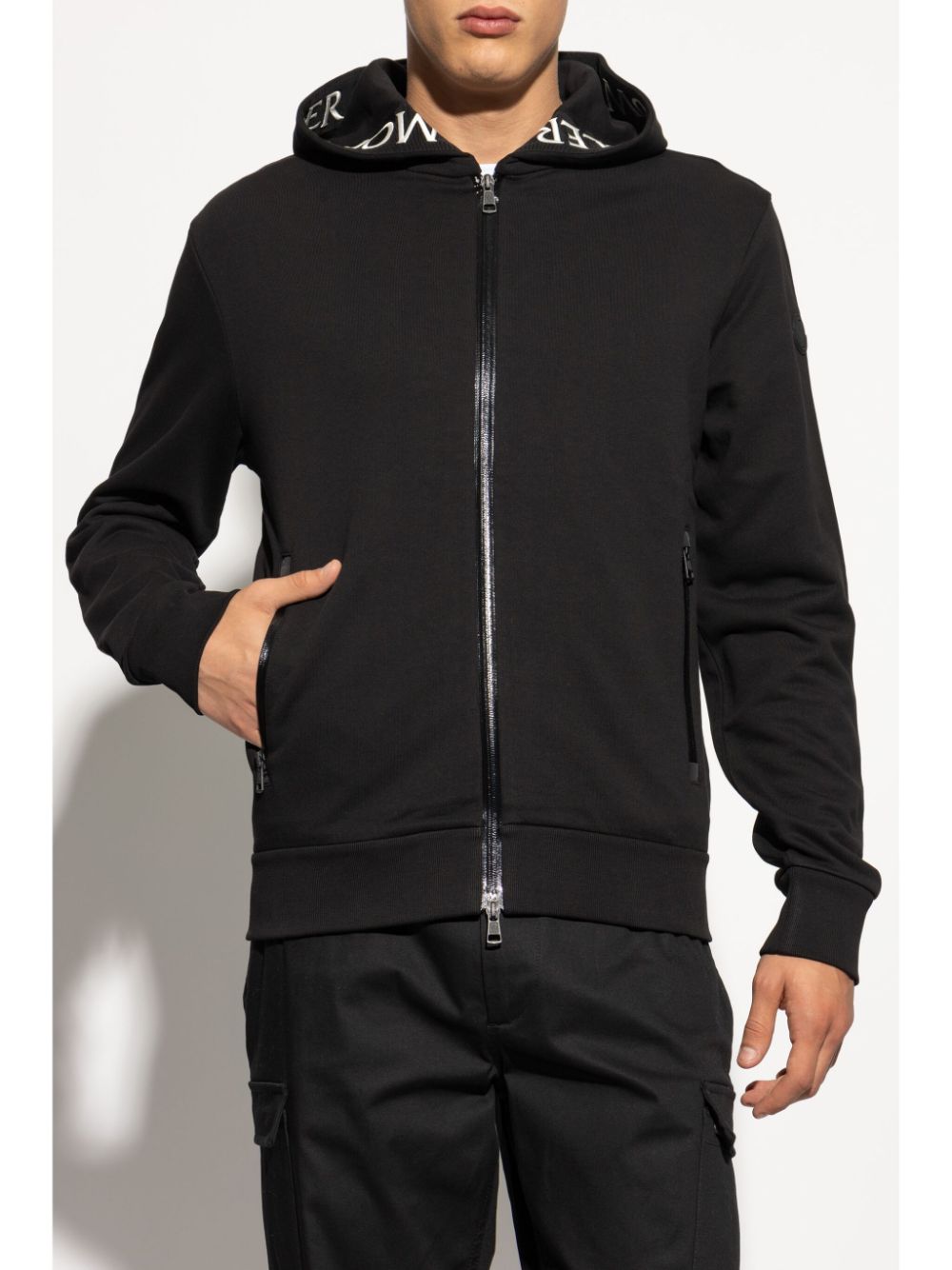 Shop Moncler Zip-up Hoodie In Black