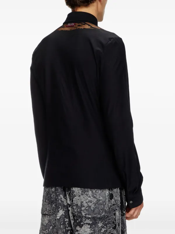 Tシャツ・カットソー DIESEL Black stretch cotton blend S-Sun-Plain shirt Diesel S-Sun-Plain Shirt | Black | FARFETCH