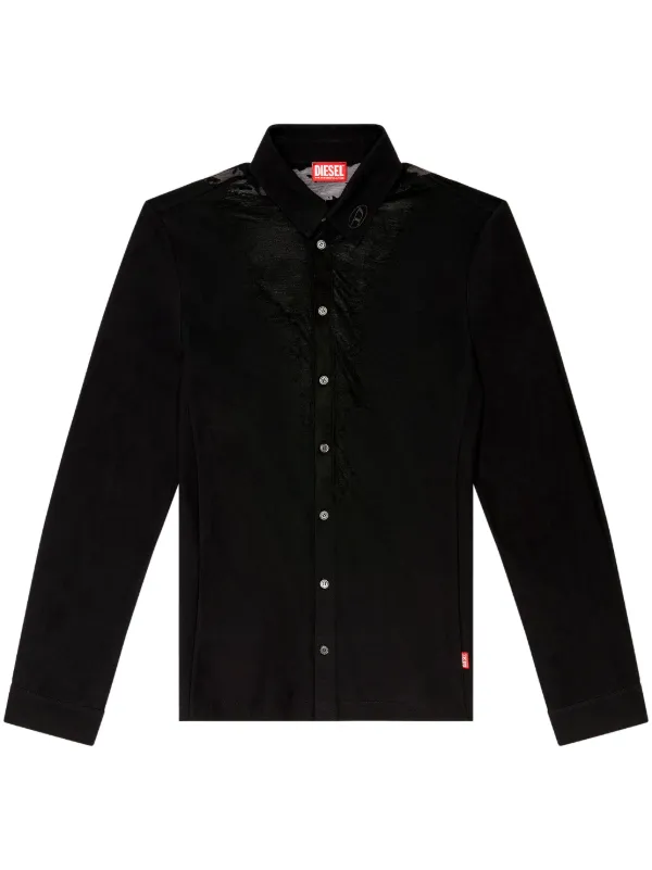 Tシャツ・カットソー DIESEL Black stretch cotton blend S-Sun-Plain shirt Diesel S-Sun-Plain Shirt | Black | FARFETCH