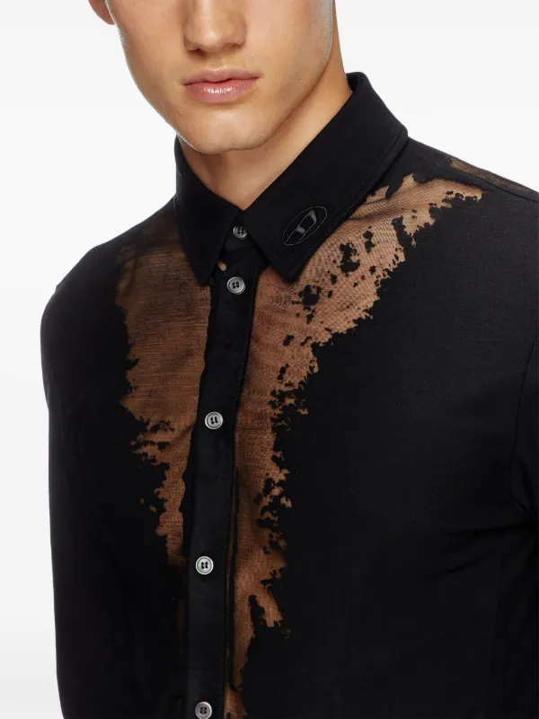 Tシャツ・カットソー DIESEL Black stretch cotton blend S-Sun-Plain shirt Diesel S-Sun-Plain Shirt | Black | FARFETCH