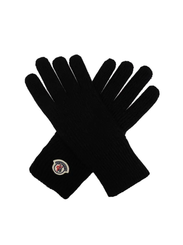 【新品 未使用】MONCLER モンクレール グローブ ブラック ロゴ メンズ ブラック グローブ : ストール＆グローブ 向けの メンズ