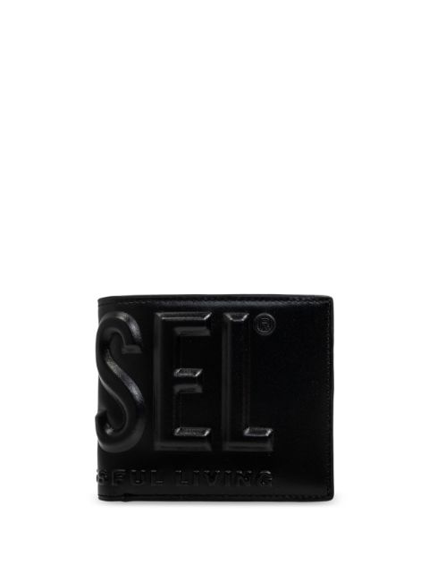 Diesel embossed-logo leather bi-fold wallet Men