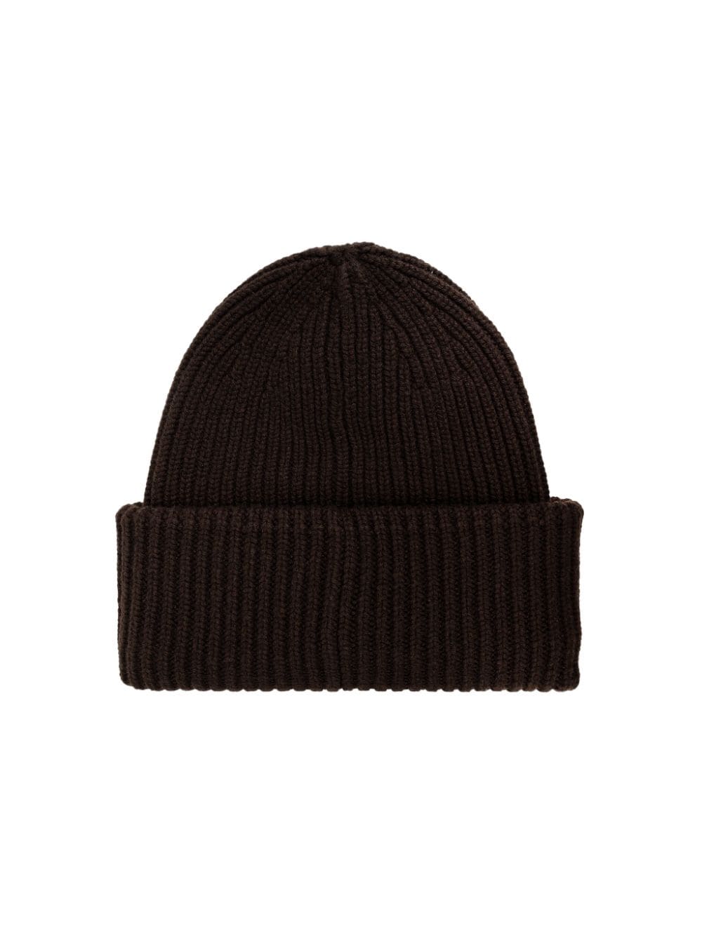 Shop Moncler Logo Patch Beanie In Brown