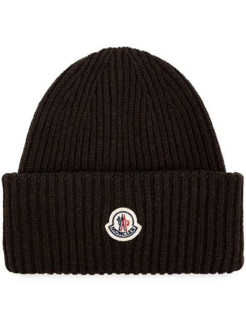 Moncler logo patch beanie 