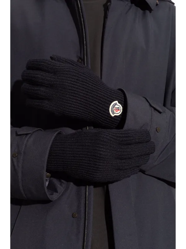 Moncler ロゴパッチ 手袋 | ブルー | FARFETCH JP