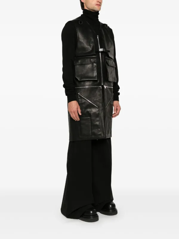 Rick Owens Utility Leather Vest | Black | FARFETCH