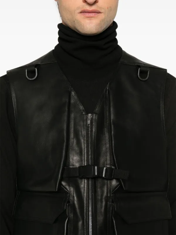 Rick Owens Utility Leather Vest | Black | FARFETCH