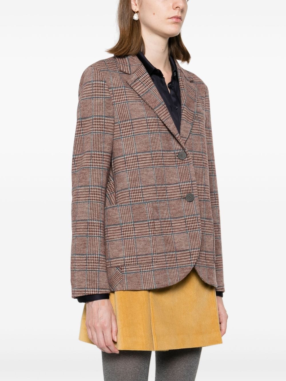 Shop Harris Wharf London Checkered Blazer In Brown