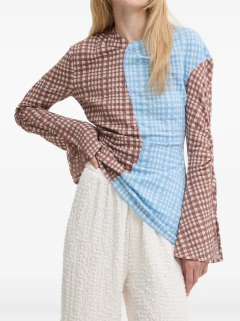 Stine Goya gingham-pattern panelled blouse 