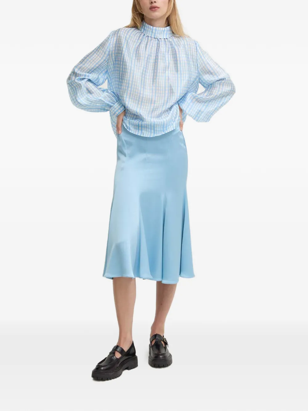  Stine Goya Check-pattern Blouse - Blue 
