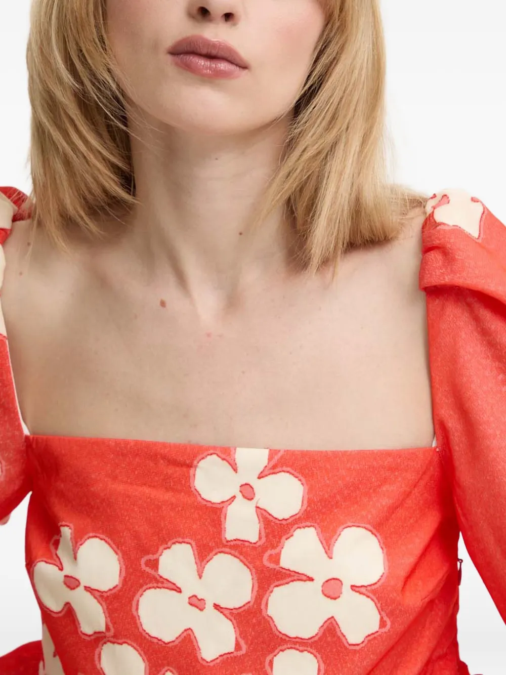 Stine Goya Square-neck Floral-pattern Blouse In Pink