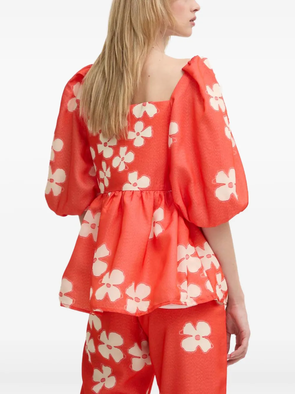 Stine Goya Square-neck Floral-pattern Blouse In Pink