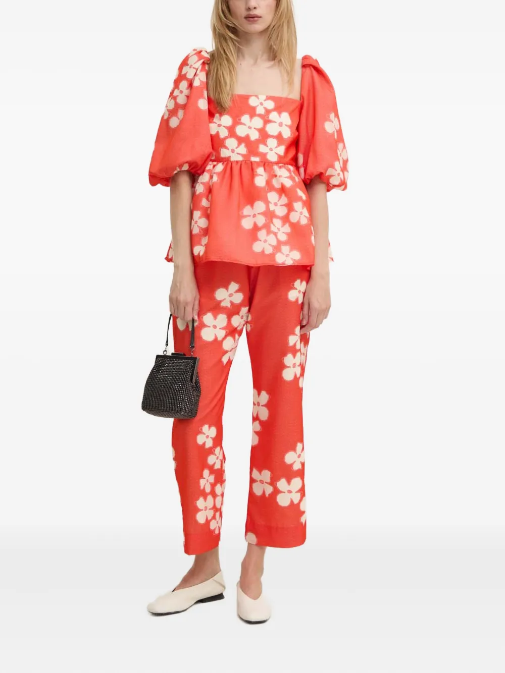 Stine Goya Broek met bloemenpatroon - Rood