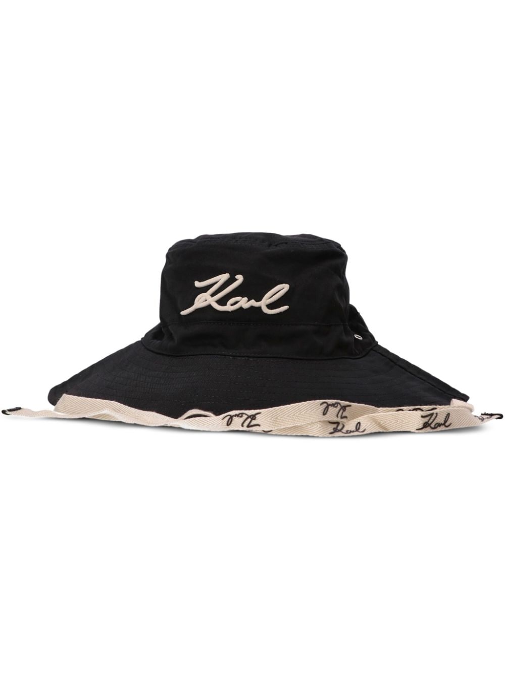 KARL LAGERFELD LOGO-EMBROIDERED BUCKET HAT 