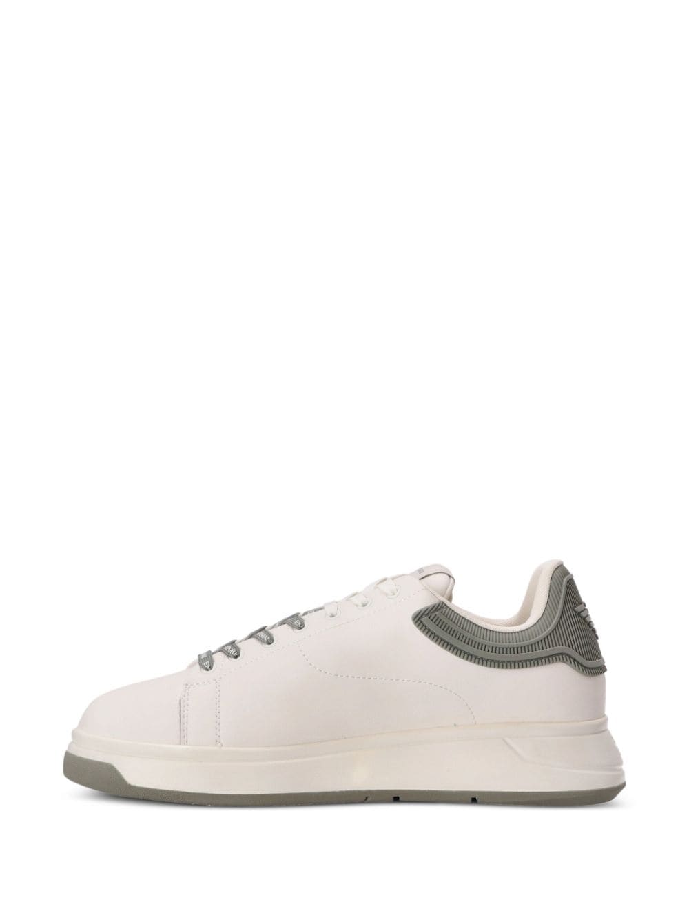 Shop Emporio Armani Logo-embossed Low-top Sneakers In White