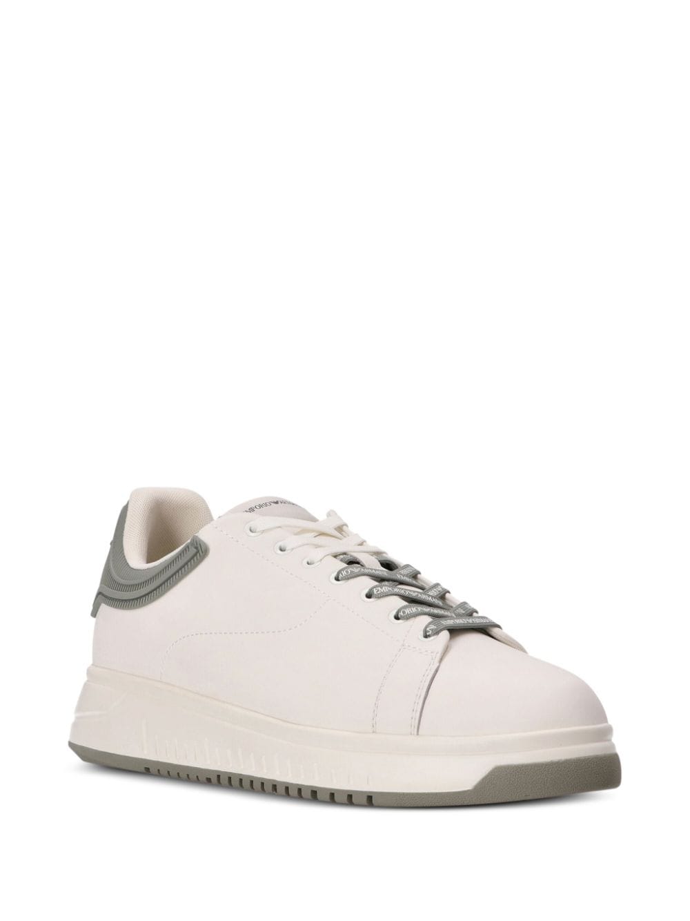 Shop Emporio Armani Logo-embossed Low-top Sneakers In White