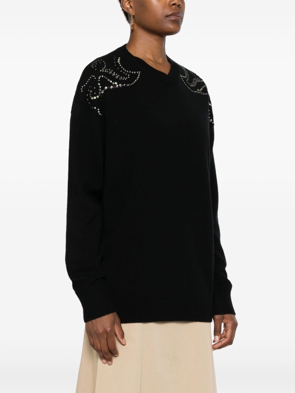 Shop Dorothee Schumacher Embellished Statements Sweater In Black