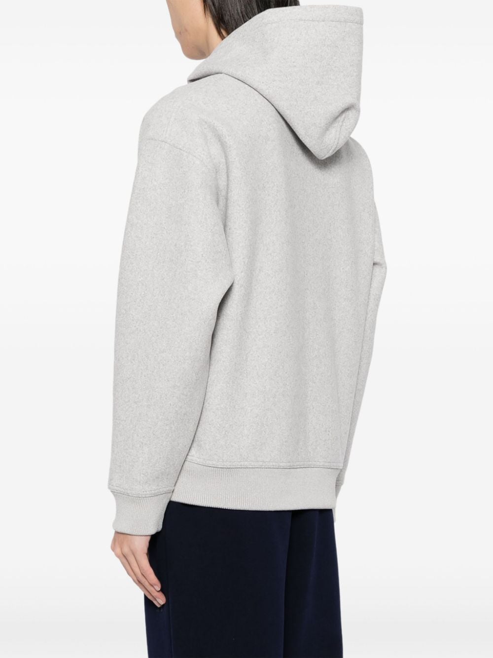 Shop Lacoste Loose Fit Zip-up Hooded Jacket In Grey