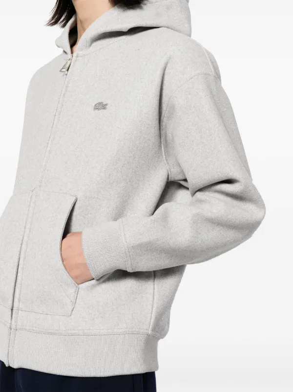 Lacoste Loose Fit zip-up Hooded Jacket | Grey | FARFETCH