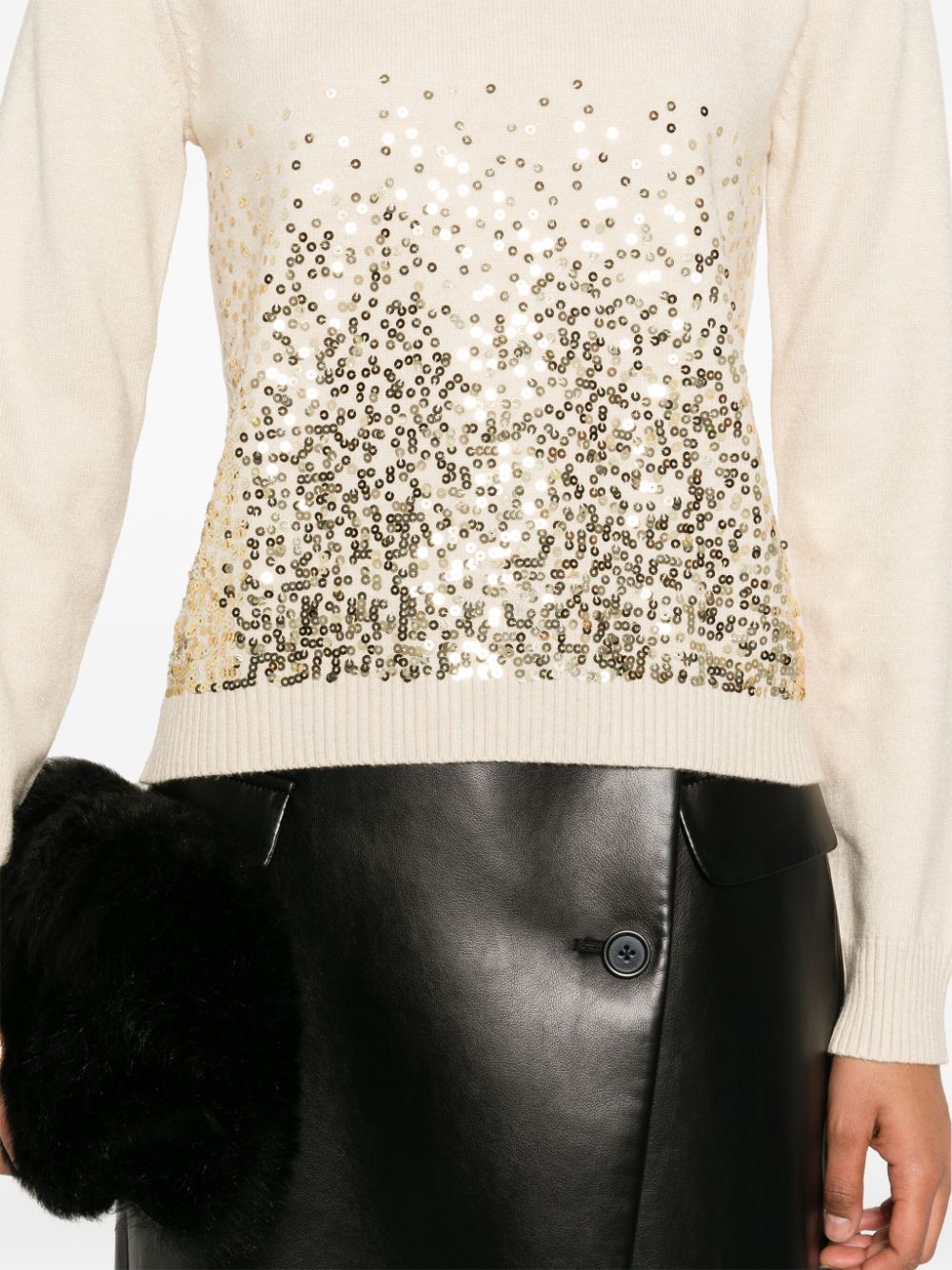 Shop Seventy Sequin-embellished Sweater In Neutrals