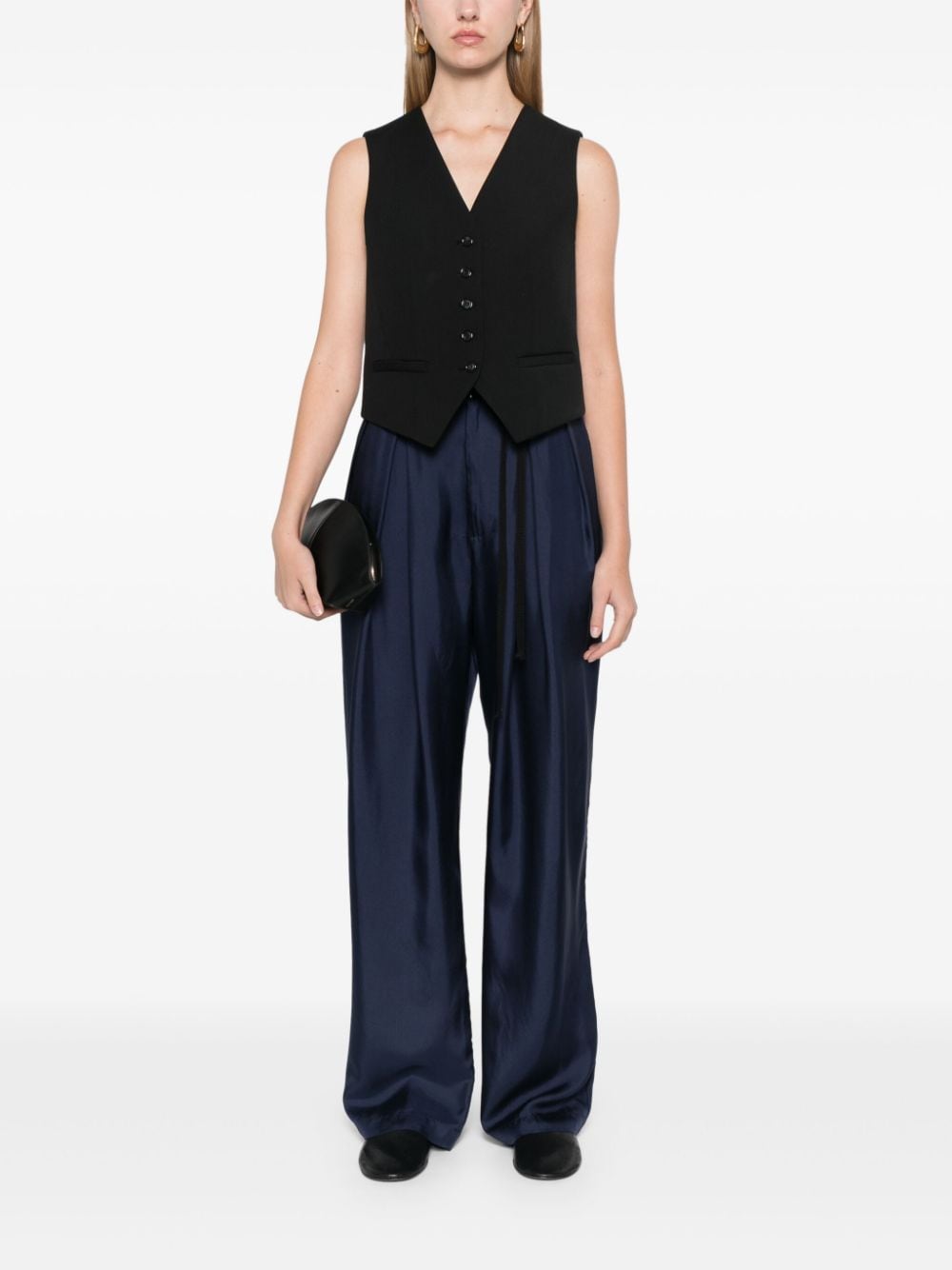 Shop Barena Venezia Silk Trousers In Blue