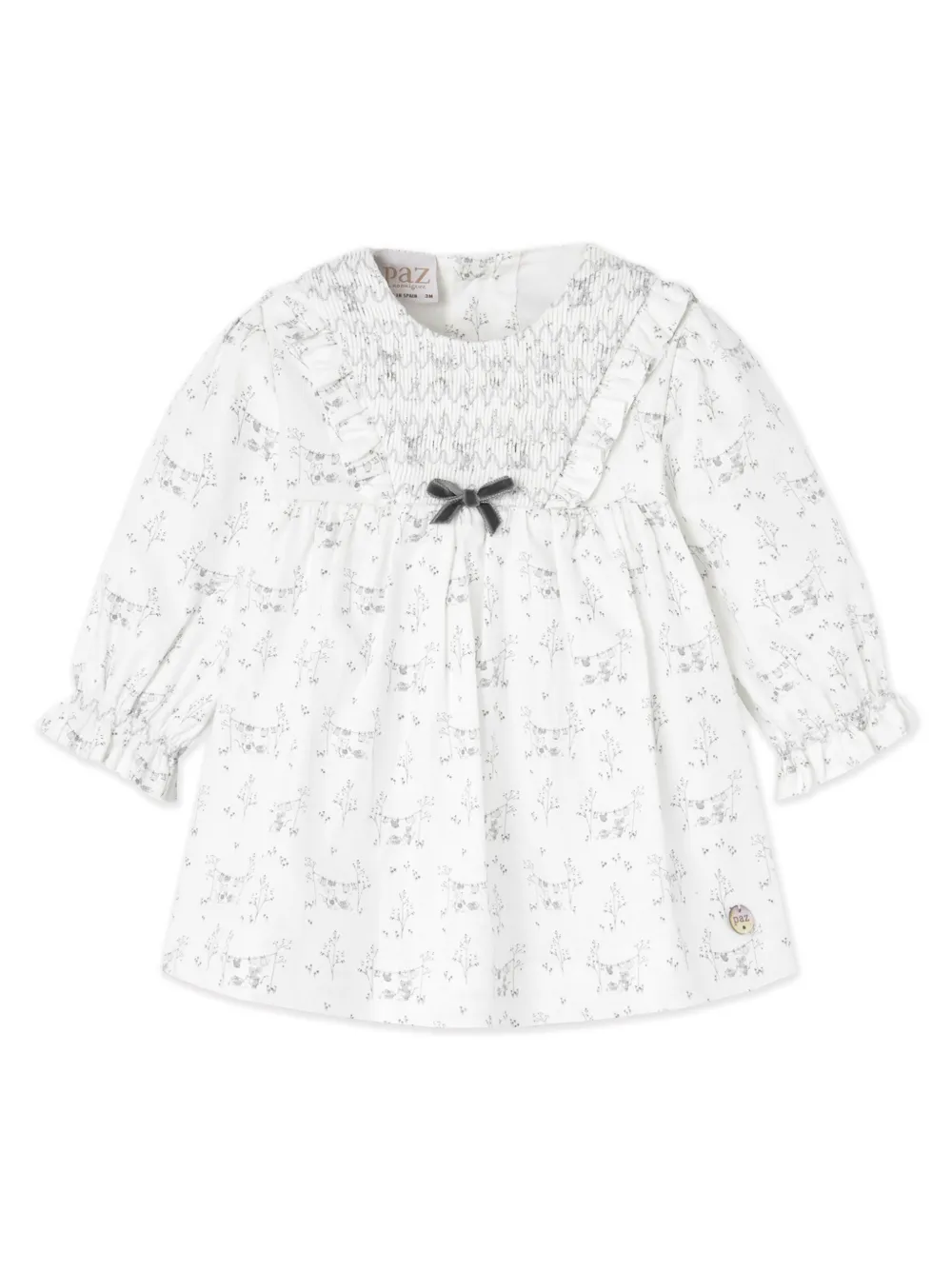Paz Rodriguez Baby Girls Cotton Dress With Bloomers In White