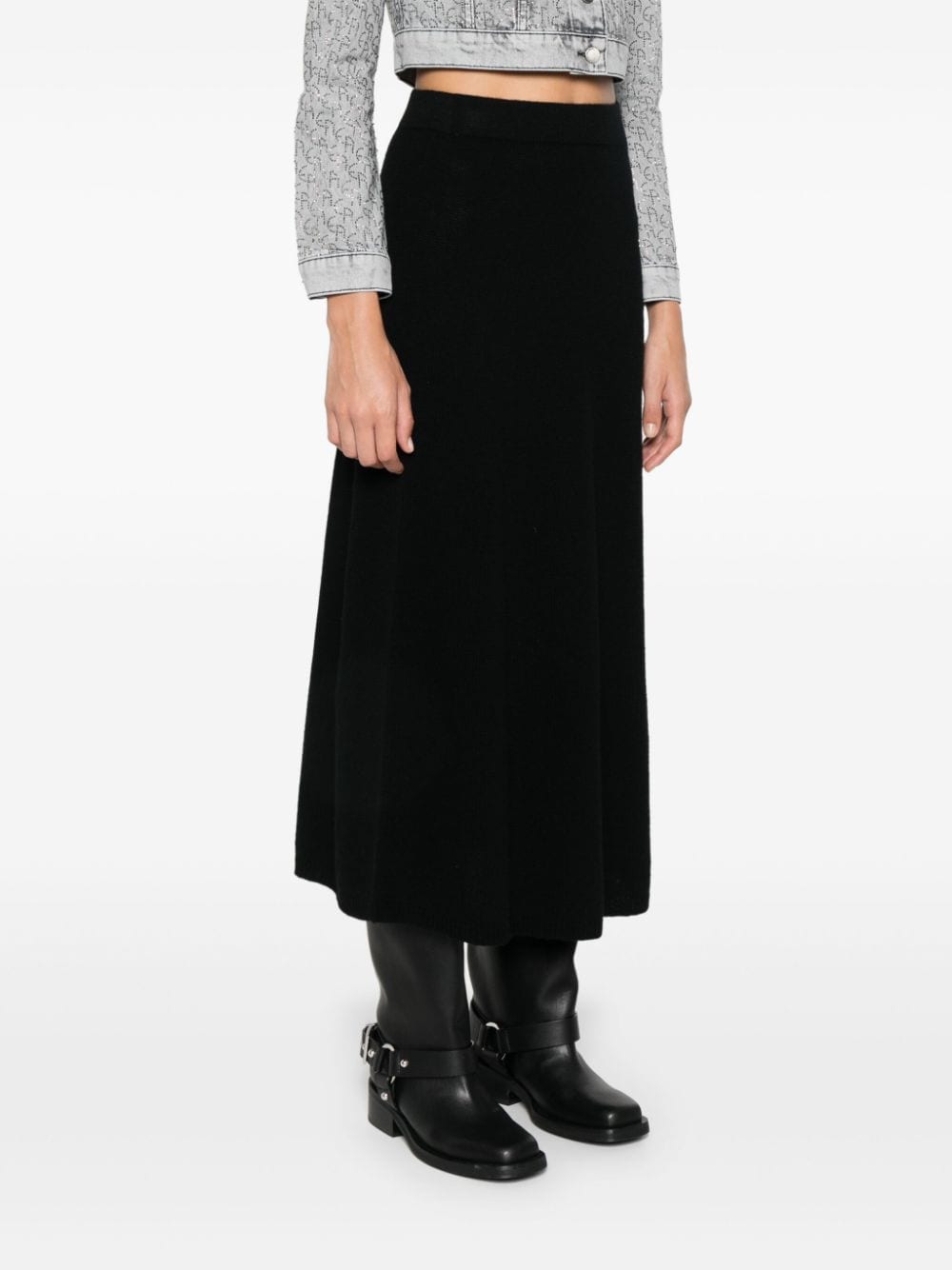 Shop Emporio Armani Knitted Midi Skirt In Black