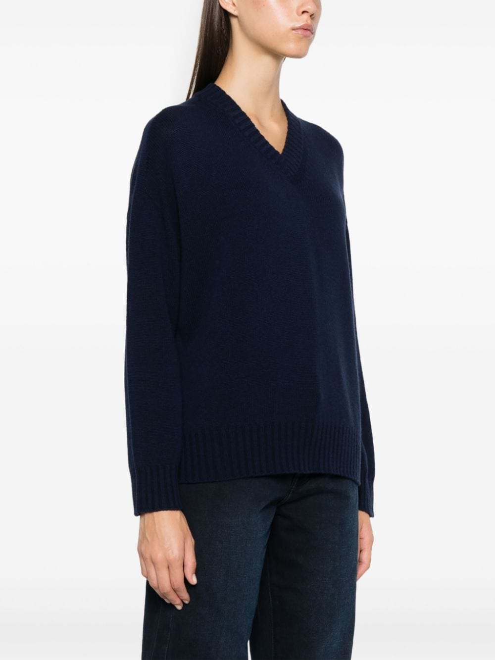 Shop Emporio Armani Virgin Wool V-neck Sweater In Blue