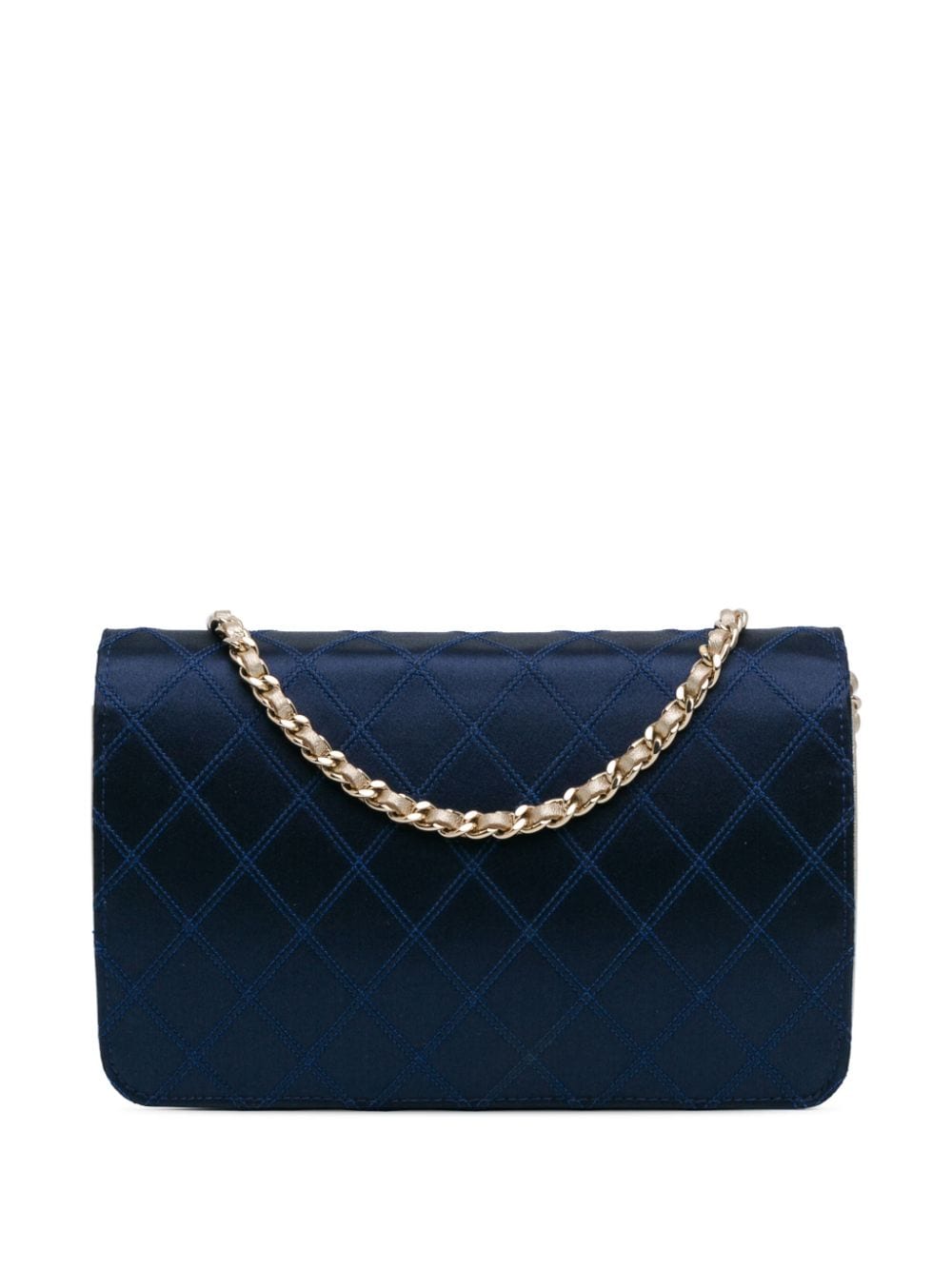 CHANEL Pre-Owned 2011 Satin crossbodytas met diamantstiksel en ketting - Blauw