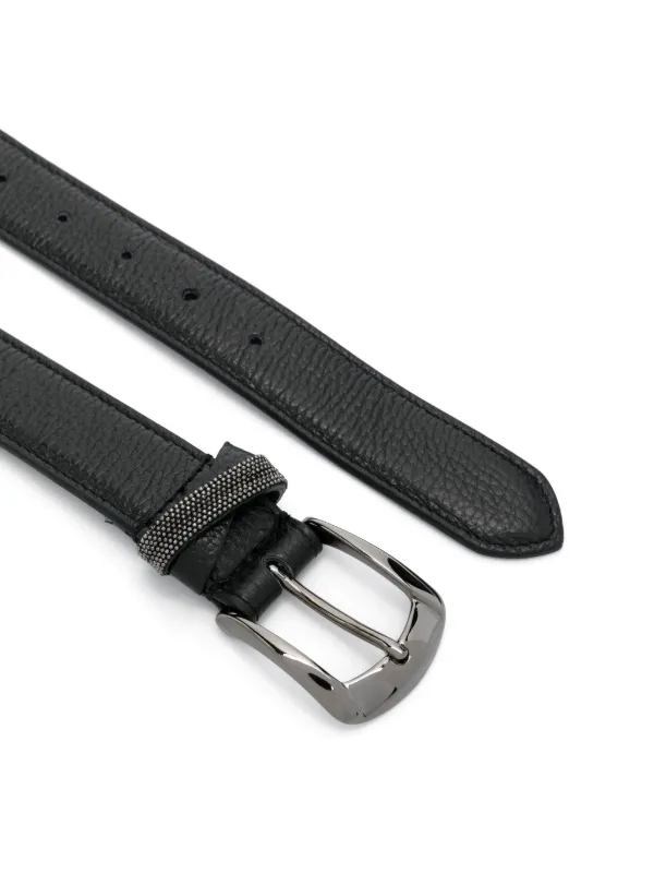 Peserico Dark Leather Belt with Metallic Buckle Peserico Studded Leather Belt In Brown - 36% Off | Editorialist main image 4