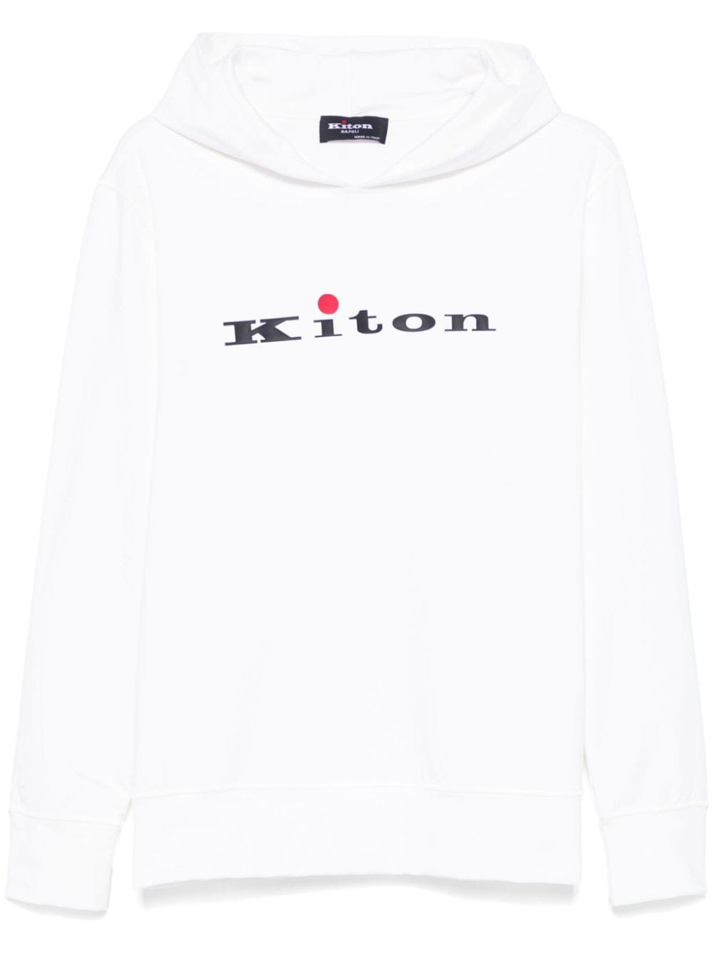 Kiton rubberised-logo hoodie - White