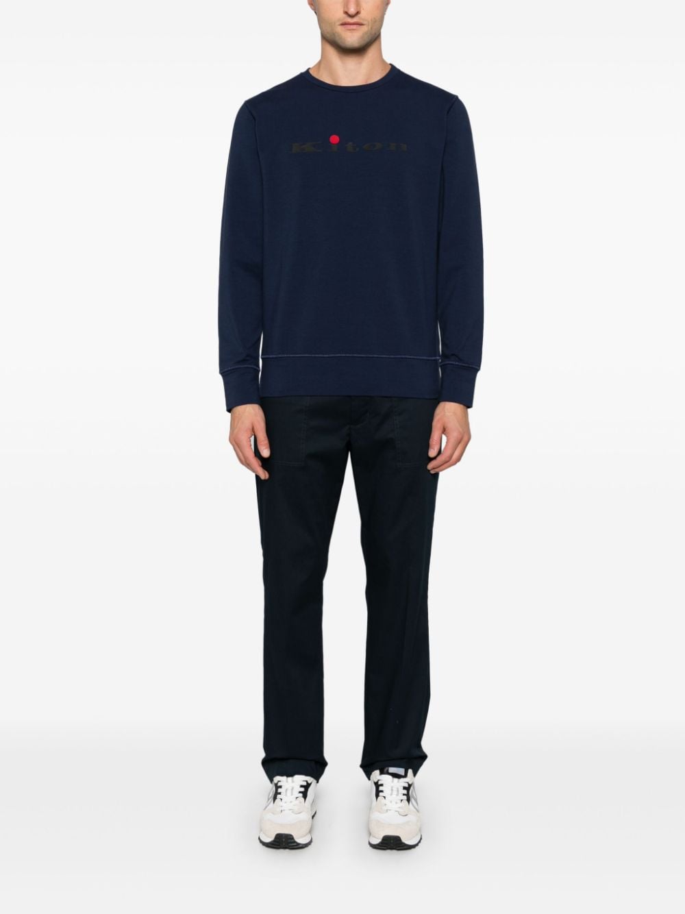 Kiton Sweater met logo - Blauw