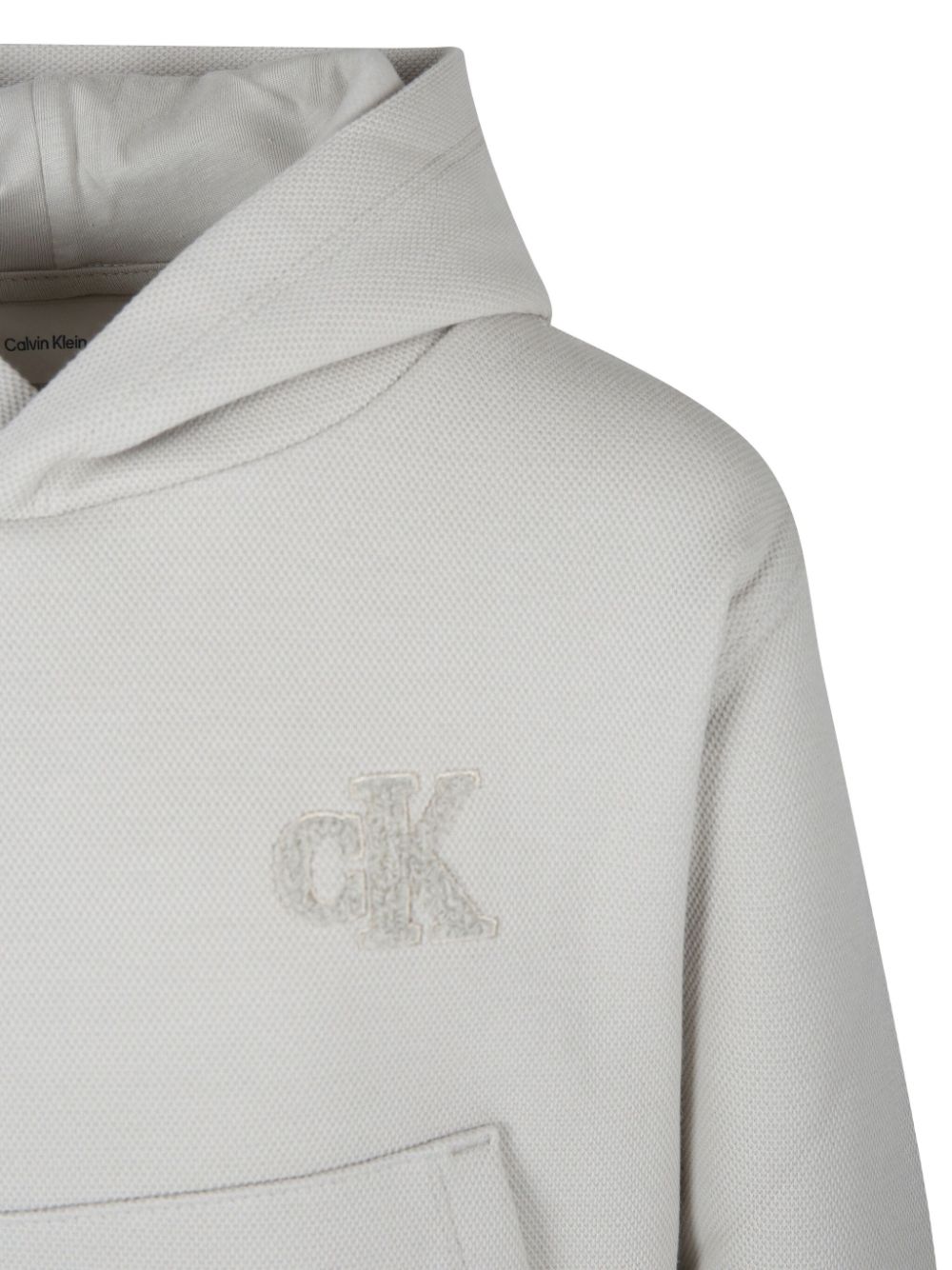 Shop Calvin Klein Logo-embroidered Hoodie In Nude